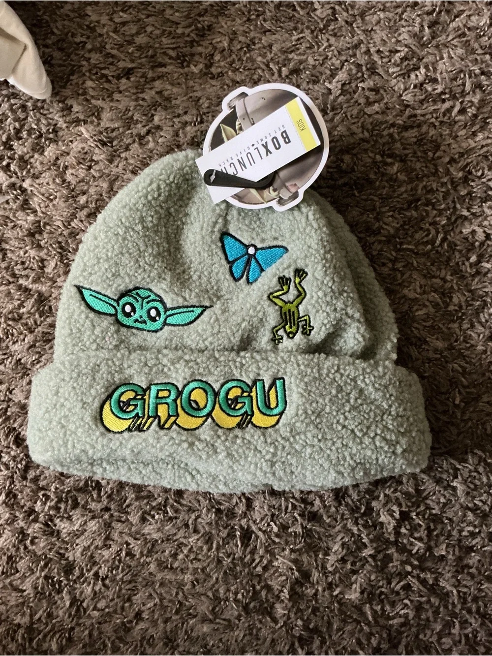 Disney Star Wars The Mandalorian Grogu Sherpa Beanie Hat Fleece Lined Warm New