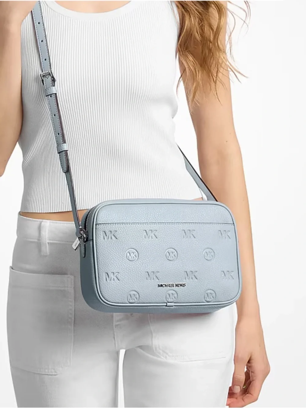 Michael Kors Jet Set Travel Large Logo Debossed Camera Crossbody Bag