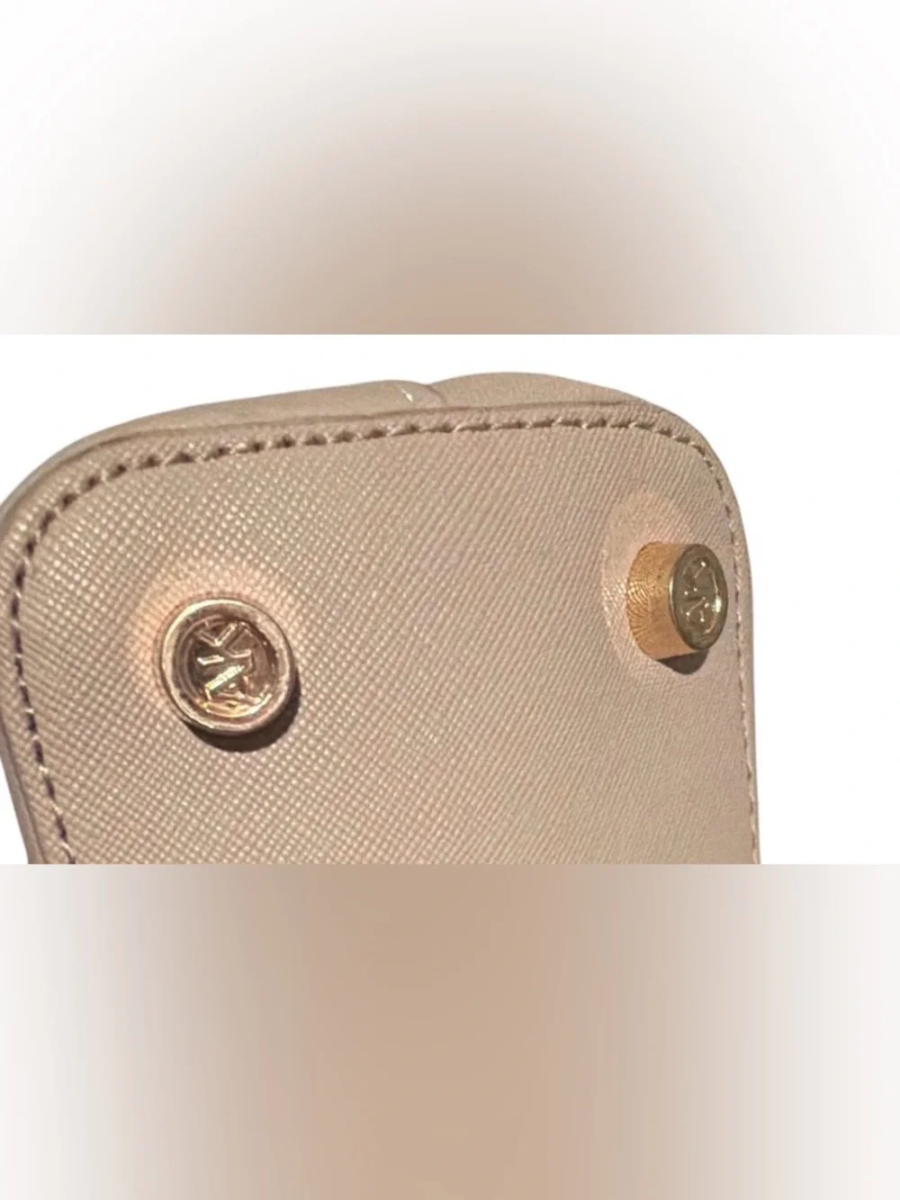 Anne Klein Cream and Taupe Dome Satchel with Pale Pink Strap