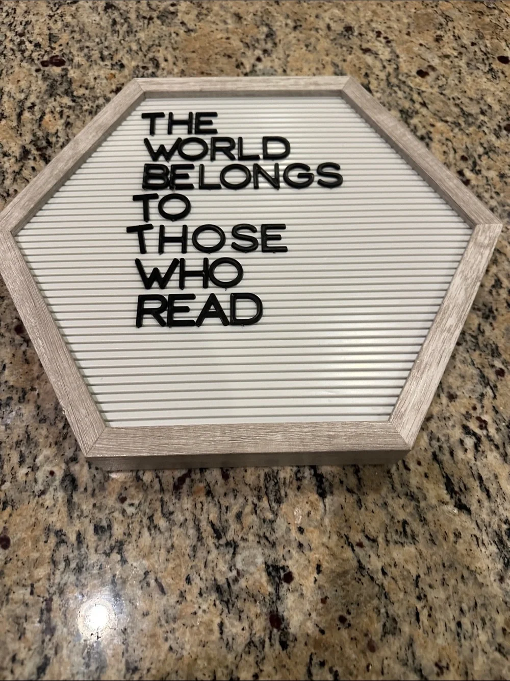 Hexagon White Letter Board with Black Letters - Home Wall Decor