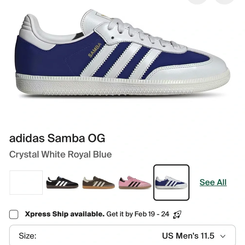 Adidas Classic Dodgers Blue and White OG Sambas