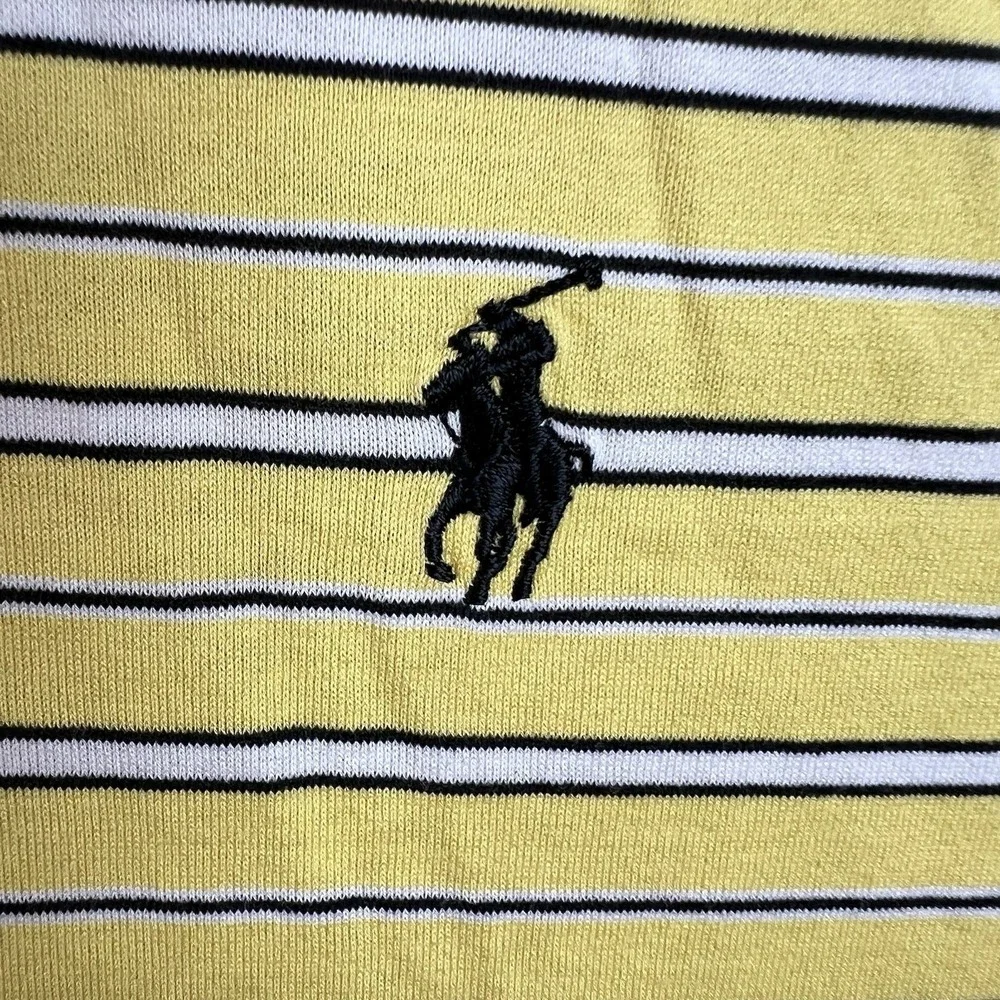 Ralph‎ Lauren Polo Golf Mens Large Yellow Striped Short Sleeve Polo Shirt