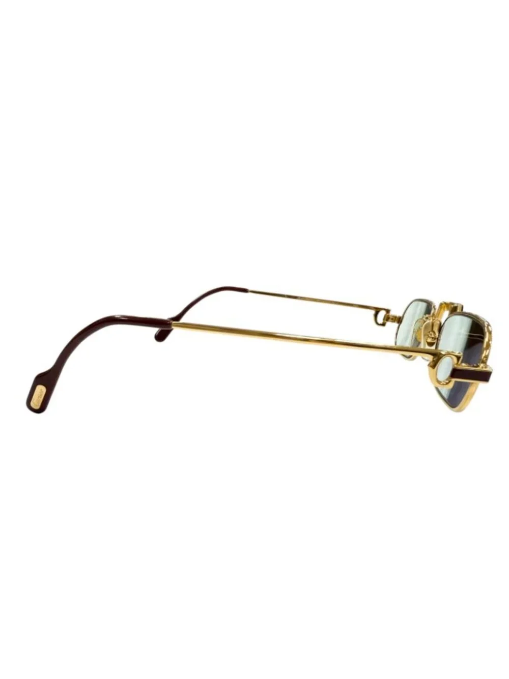 Cartier Vintage Square Logo Eyewear Sunglasses Gold Bordeaux Blue
