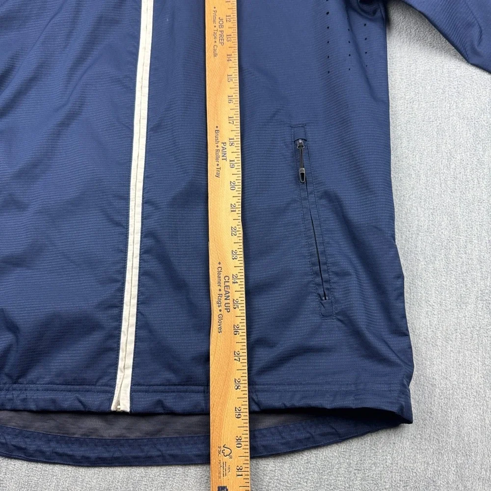 Adidas Jacket Mens Medium Blue Windbreaker‎ Full Zip Hooded Athletic Running