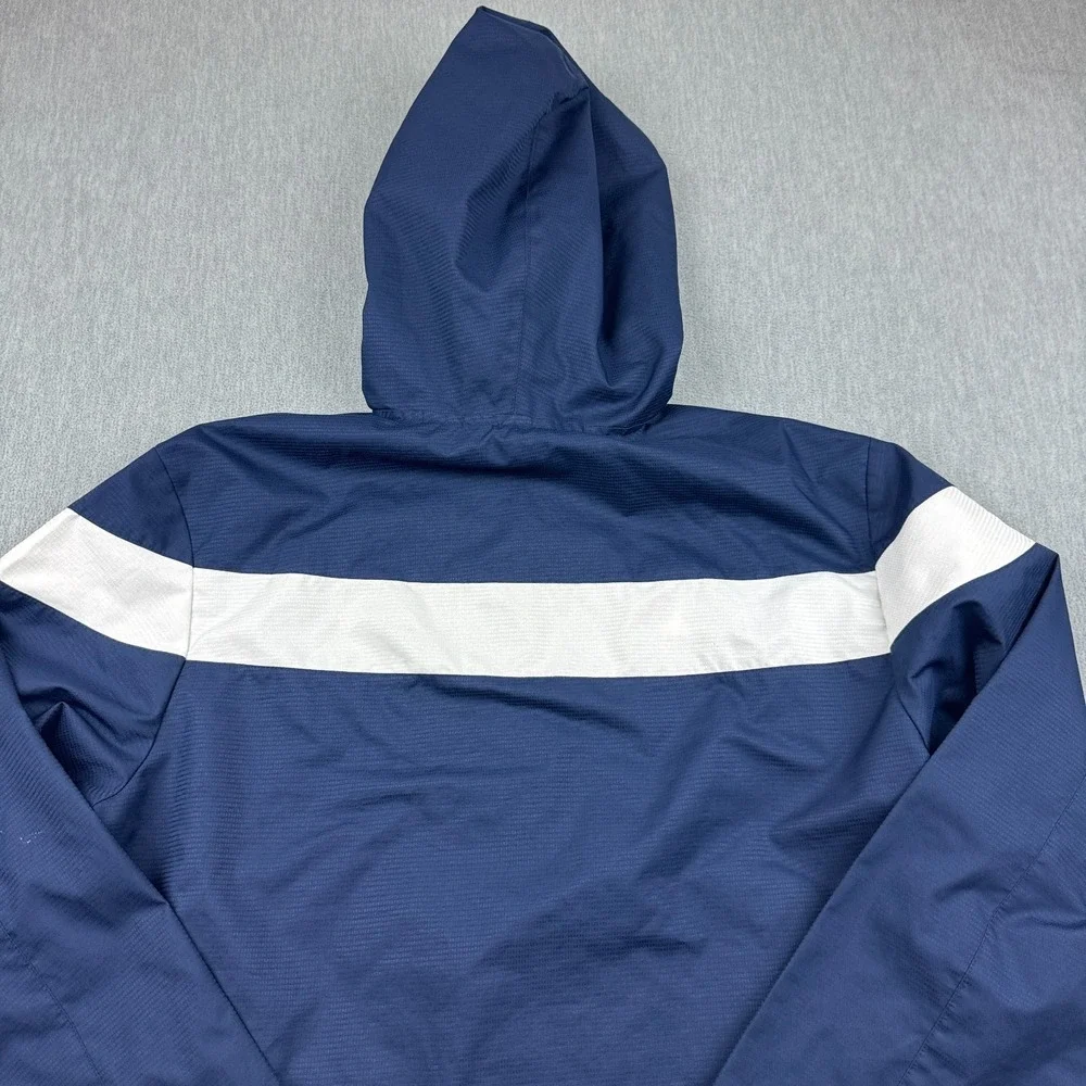 Adidas Jacket Mens Medium Blue Windbreaker‎ Full Zip Hooded Athletic Running