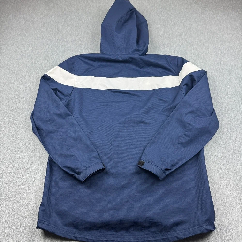 Adidas Jacket Mens Medium Blue Windbreaker‎ Full Zip Hooded Athletic Running