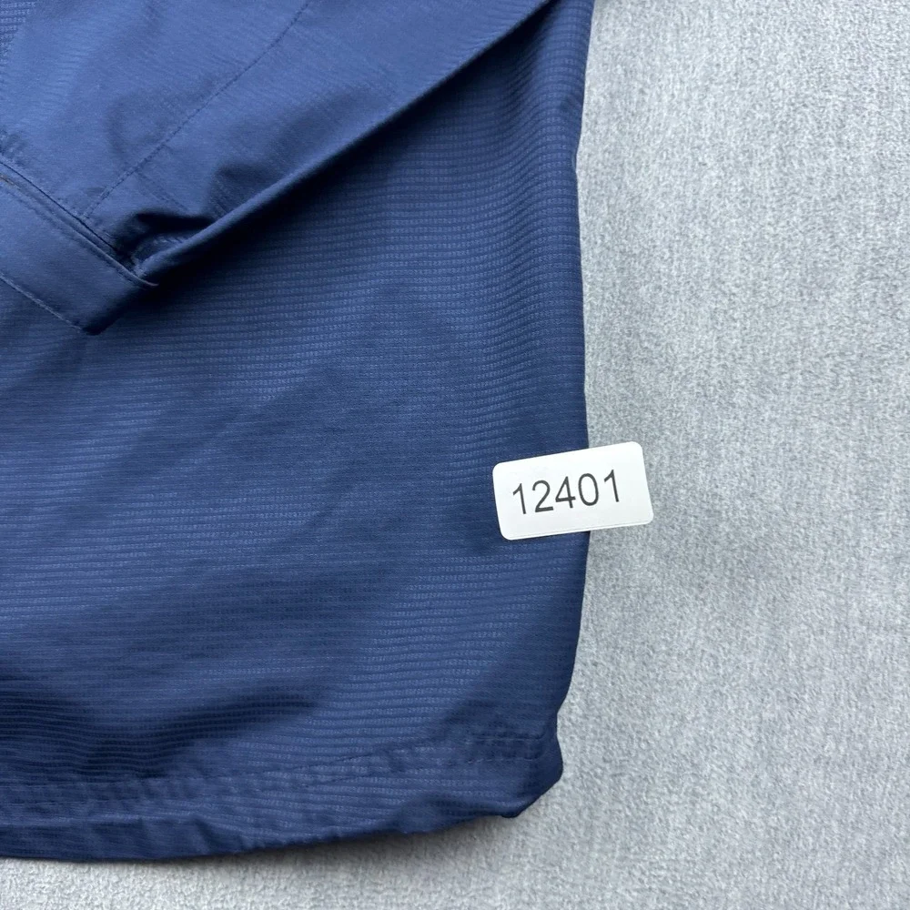 Adidas Jacket Mens Medium Blue Windbreaker‎ Full Zip Hooded Athletic Running