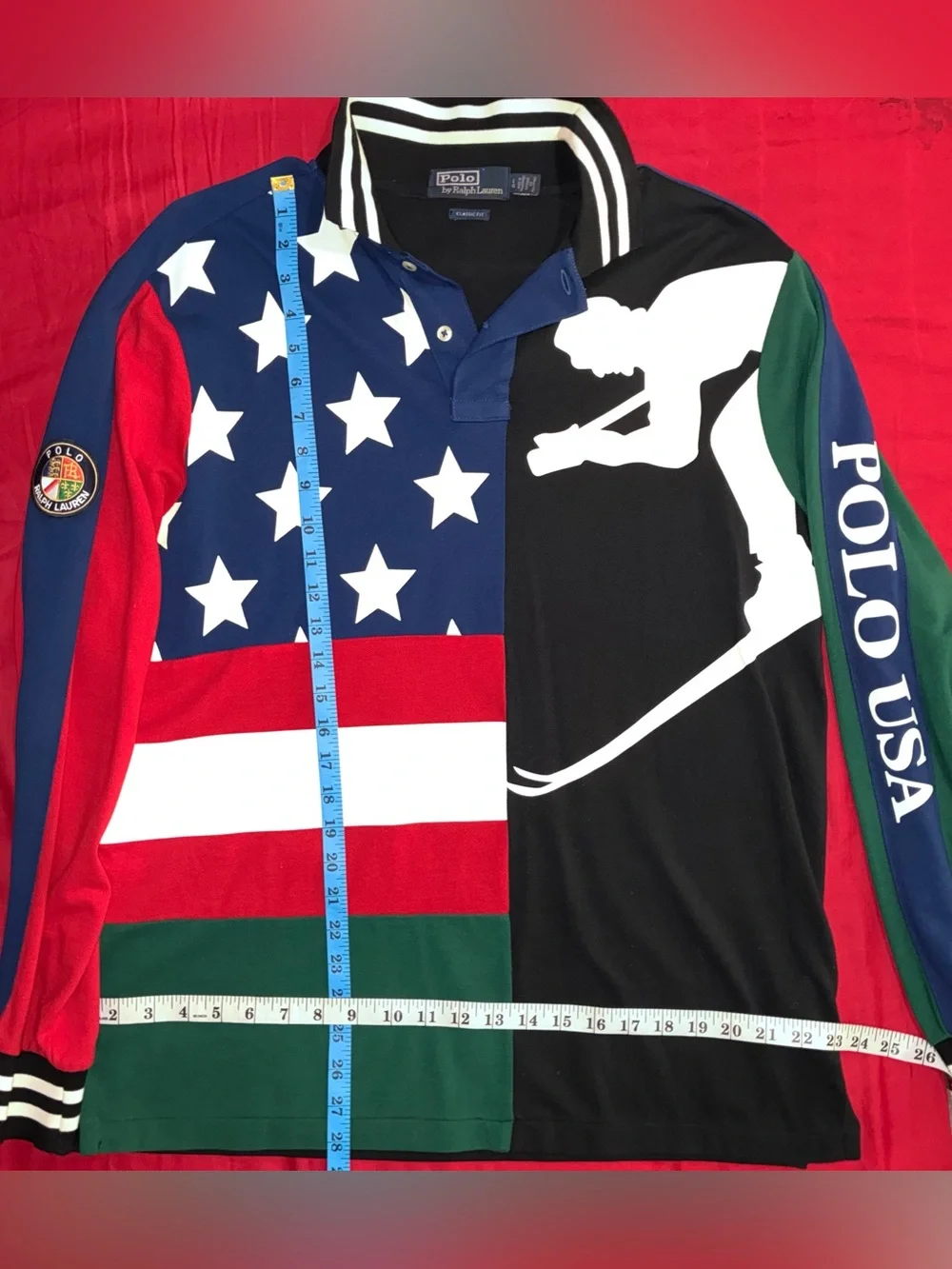 Ralph Lauren Long Sleeve Polo Ski shirt—Stars and Stripes—Size Large