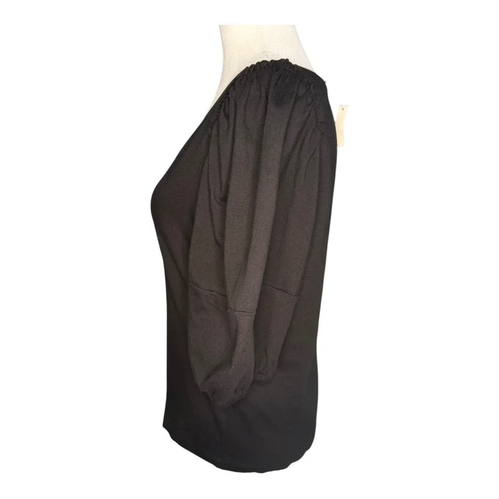 Madewell Black‎ V-Neck Puff Sleeve Top Shirt Womens Size Small NWT