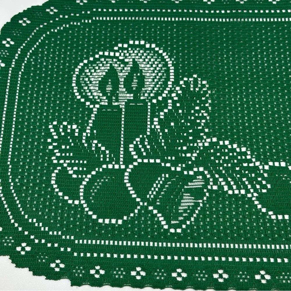 8 Green Holiday Christmas Candle Bell Cutout Placemats Entertain Dinner Party