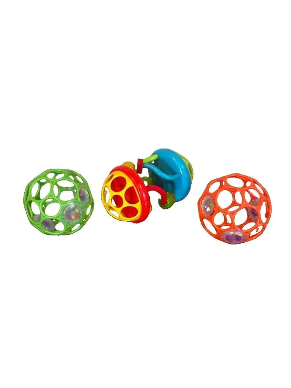 Oball Bead Chaser Slide Spiral Rattle Baby Toy Easy Grip Bright Starts & 2 Oball