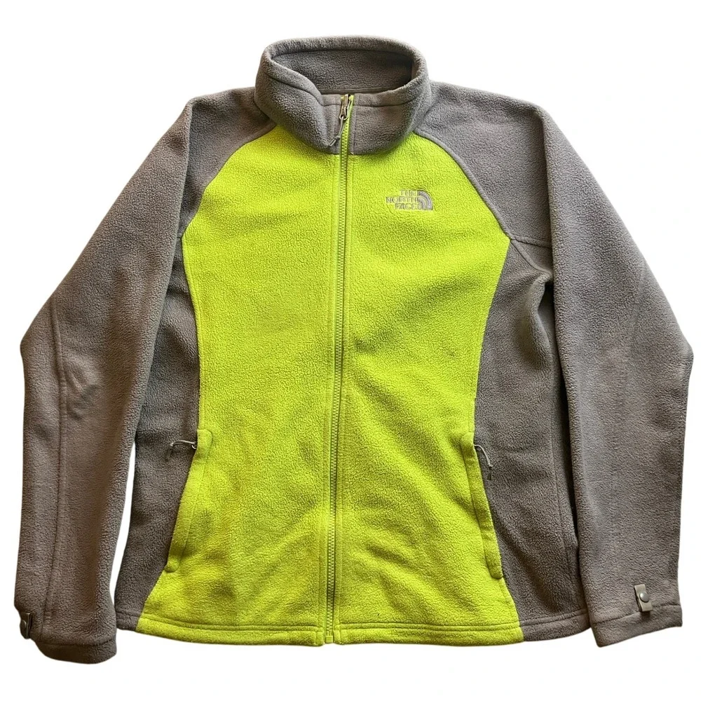 The North Face Jacket Womens Large Fleece Gray & Green Full Zip Outdoor‎ Coat