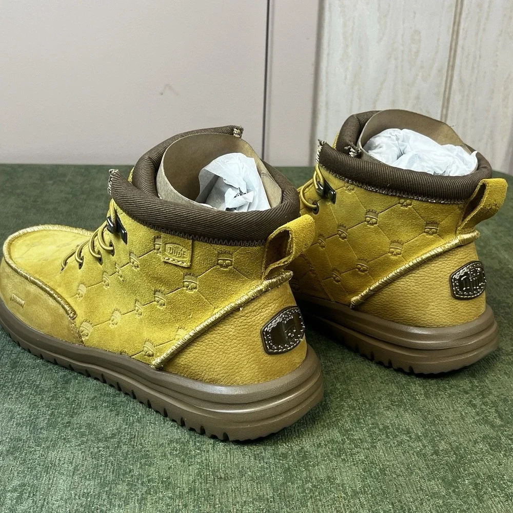 Size‎ 11-Jelly Roll Hey Dude Suede Bradley Boot Tan Skull Print Brand New