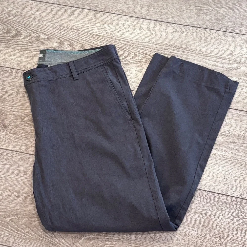 Linksoul Boardwalker Pants Mens‎ 35R Gray Stretch Golf Chino Preppy Athletic
