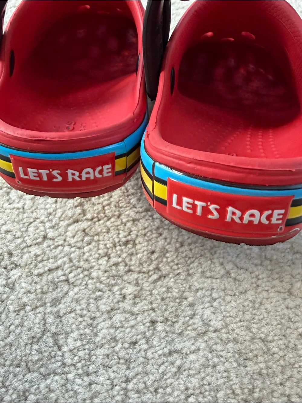 Crocs Toddler Size 8 Cars Lightning McQueen Fun Lab Rust-eze Red Flame Sandals