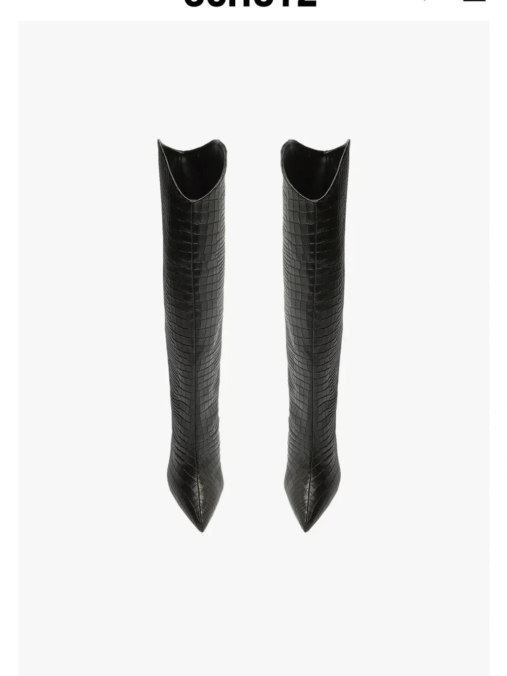 SCHUTZ Black Croc-Embossed Over-the-Knee Stiletto Boot