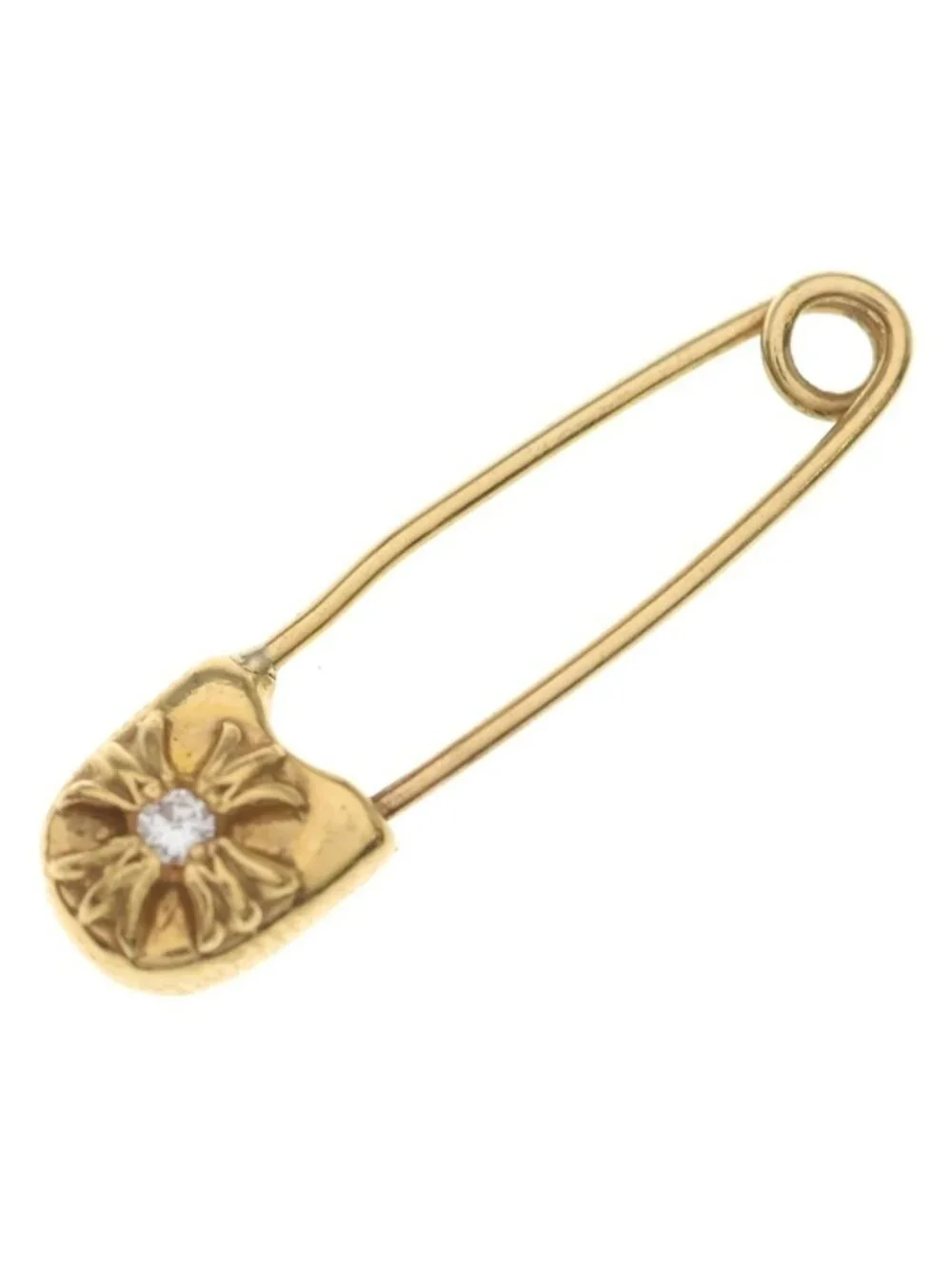 Chrome Hearts 22k Safety Pin S 22k Small Pin 1 Diamond Gold Necklace Top