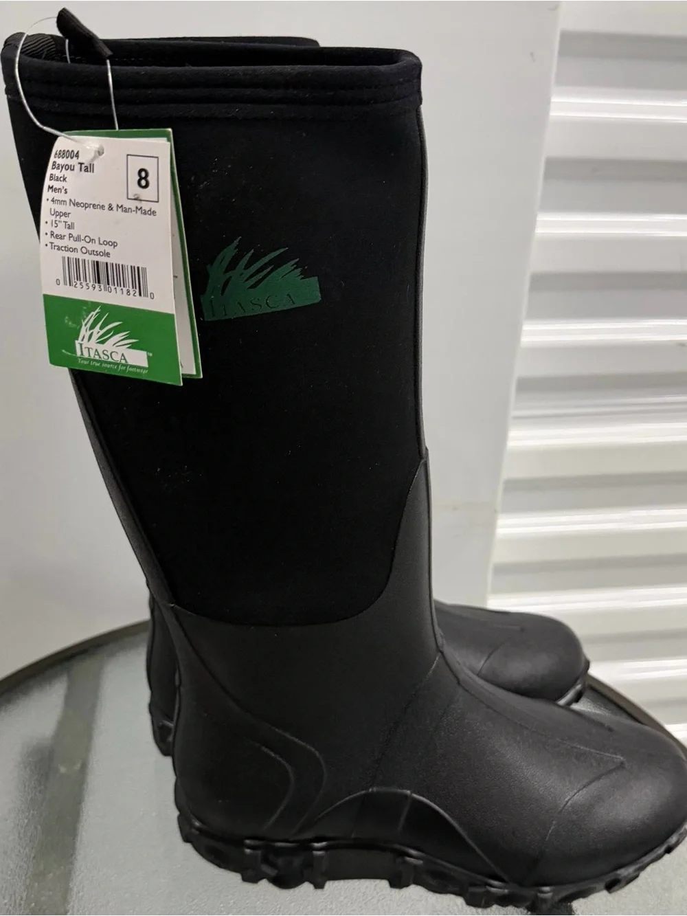 Itasca Bayou Tall Mens Size 8 Waterproof Rain Boots Black 4mm Neoprene 15
