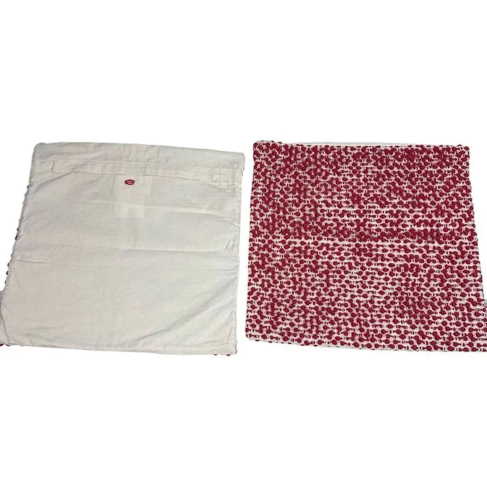 Le Pouf Textured Pillow Covers Red Cream No Pillow