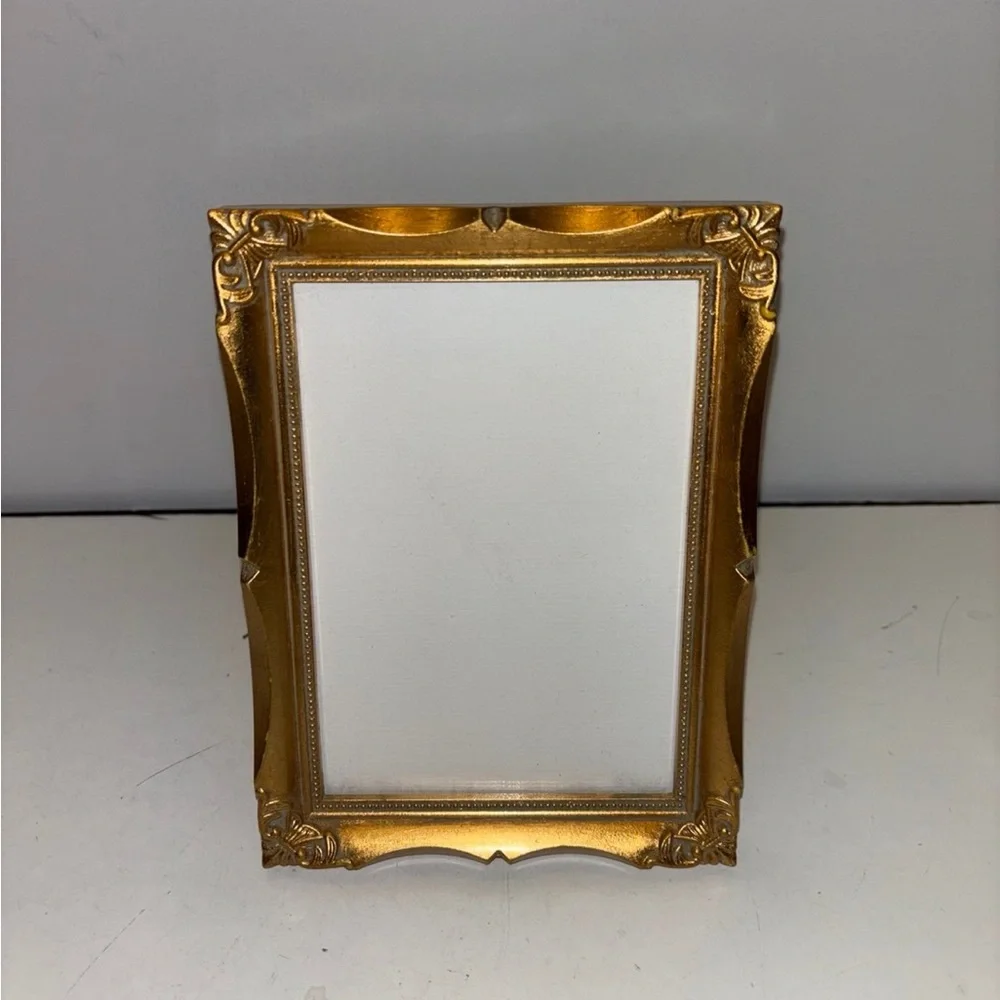 Antique Ornate Picture Photo Frame Goldtone Home Décor Engraving Decoration VTG