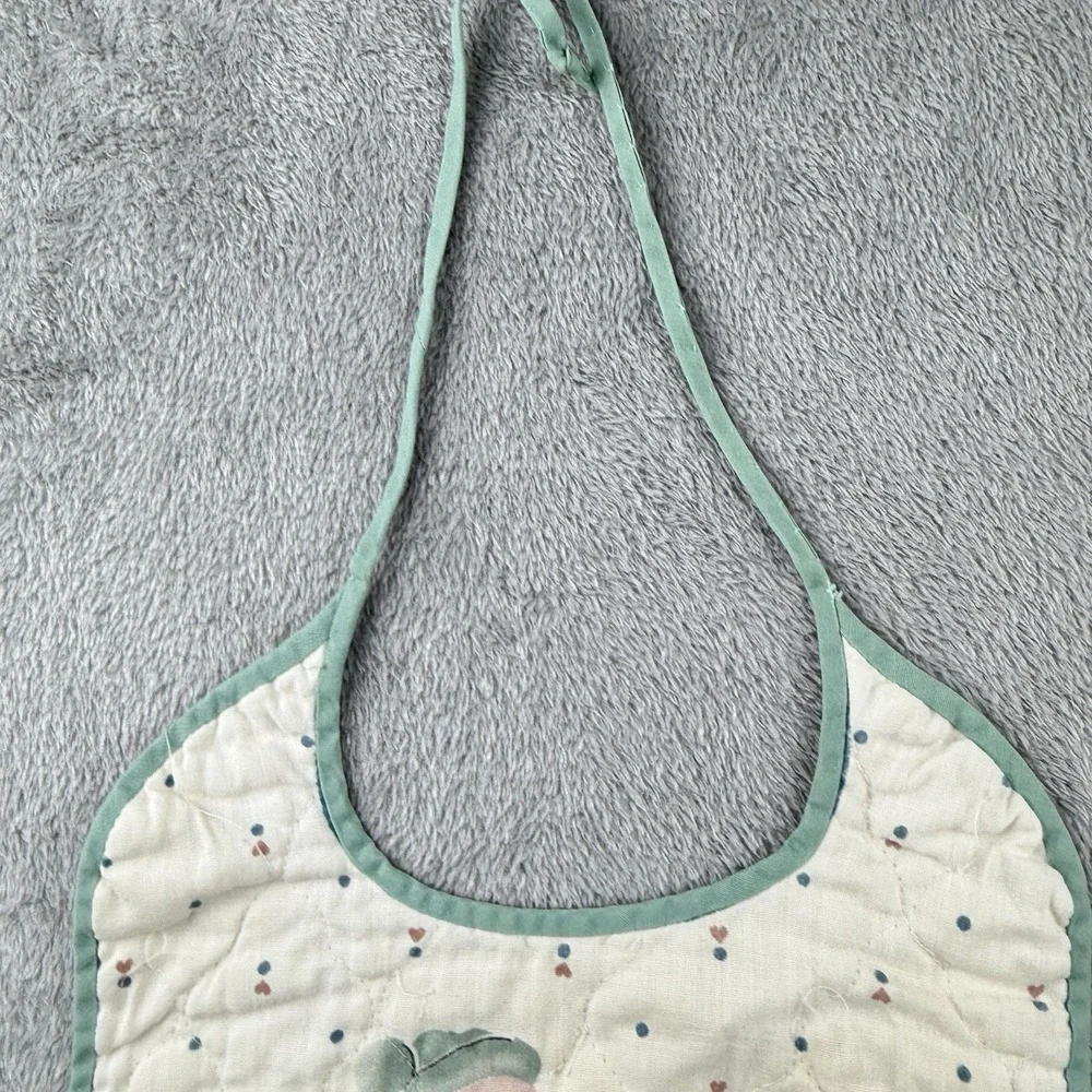 Vintage‎ 1980s Primitive Quilted Bib Clowns Baby Shower Gift Feeding