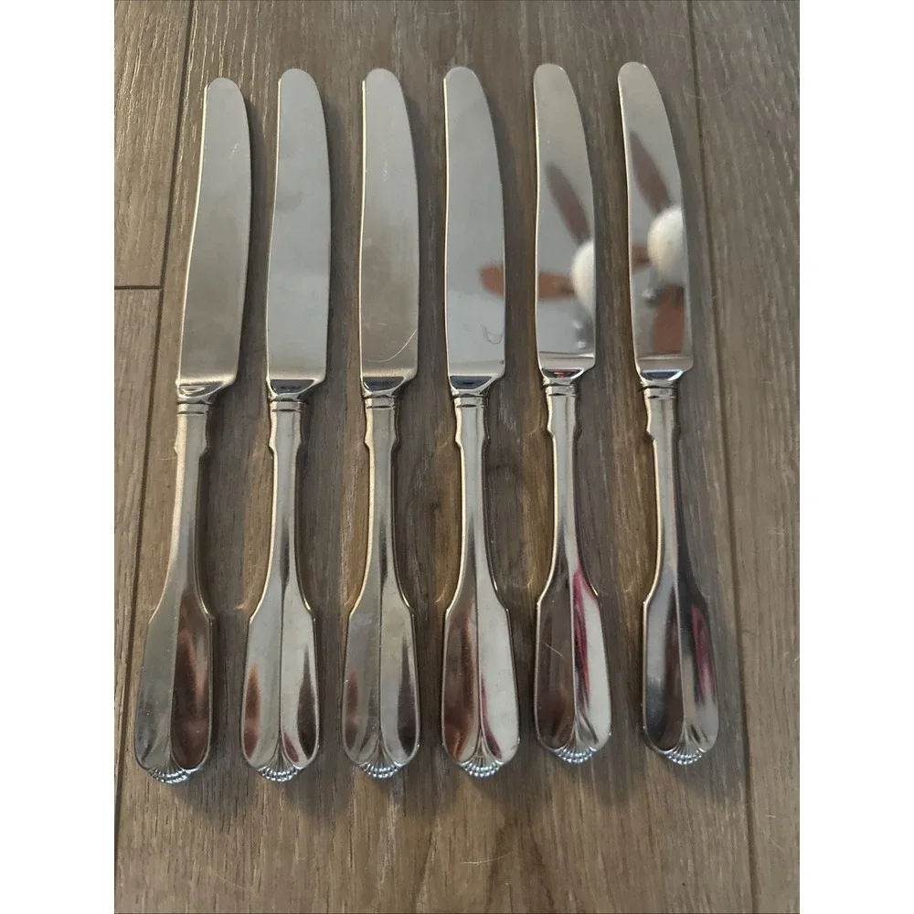 6 Dinner‎ Knives Solid Serrated Oneida RIDGECREST Stainless 8 7/8