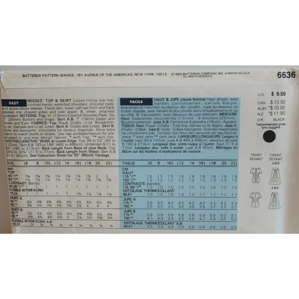 Butterick sewing pattern