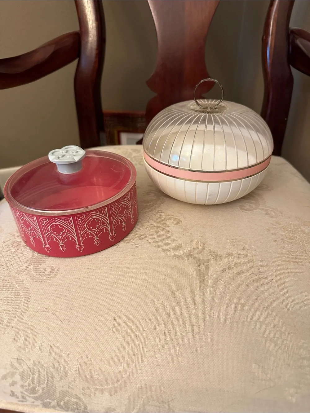 Tracery and Desert Flower 1950s dusting powder containers, rare, hard to find