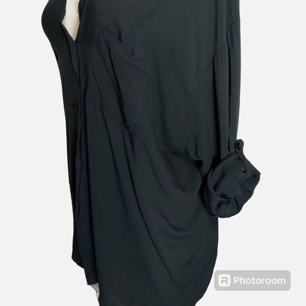 Black Brandy Melville Long Sleeve Button Front Blouse Top