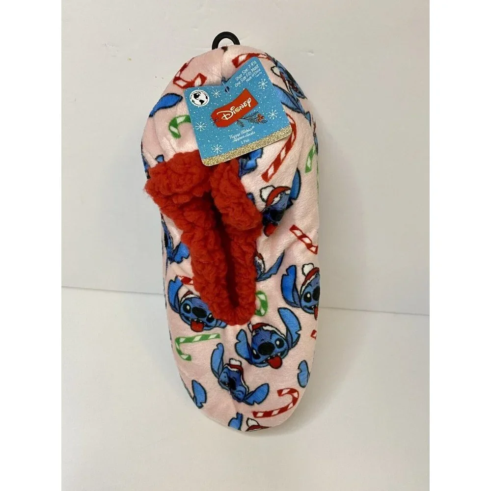 Lilo And Stitch Disney Fuzzy Babba Slipper‎ Socks 7-9.5 Christmas Non slip