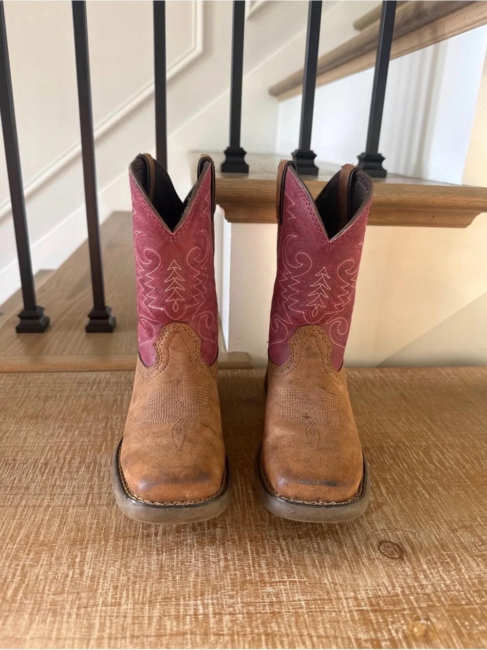 Durango Brown Leather Boot with Pink Accents