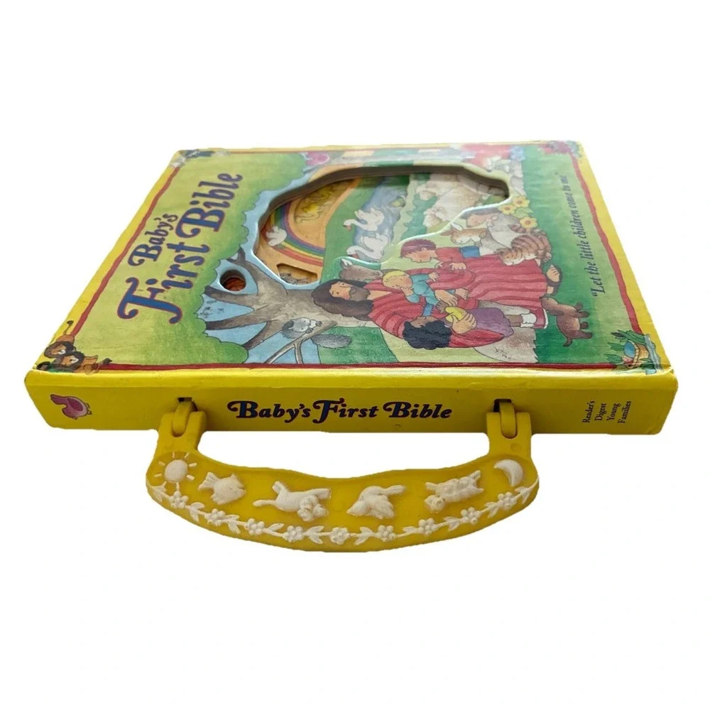 Baby's First Bible Catholic Board Book Peek Trough‎ Windows Carry Handle Vintage