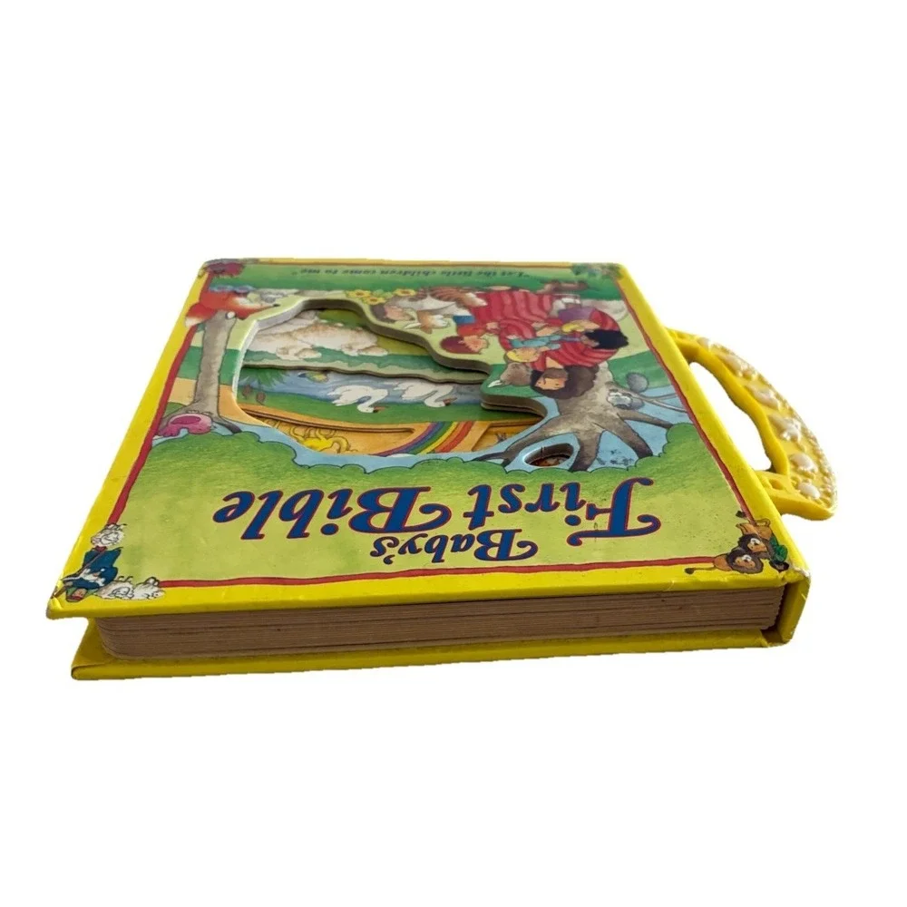 Baby's First Bible Catholic Board Book Peek Trough‎ Windows Carry Handle Vintage