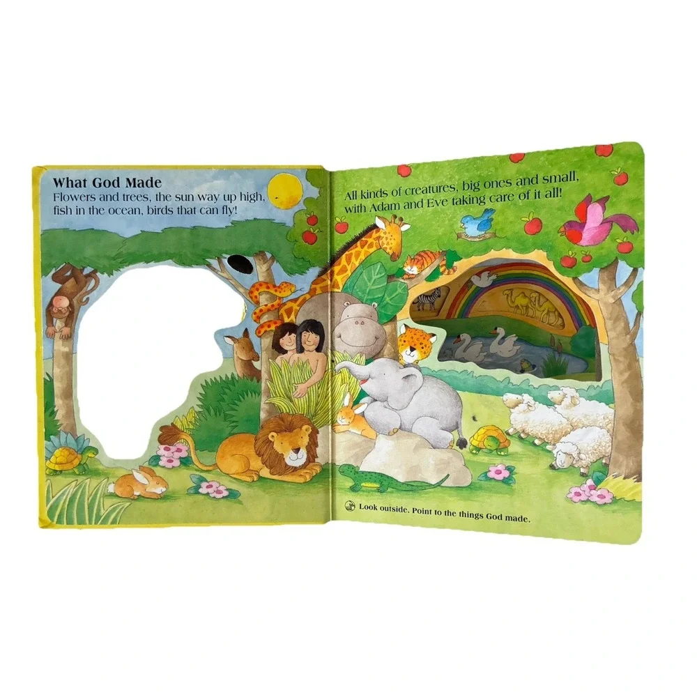 Baby's First Bible Catholic Board Book Peek Trough‎ Windows Carry Handle Vintage