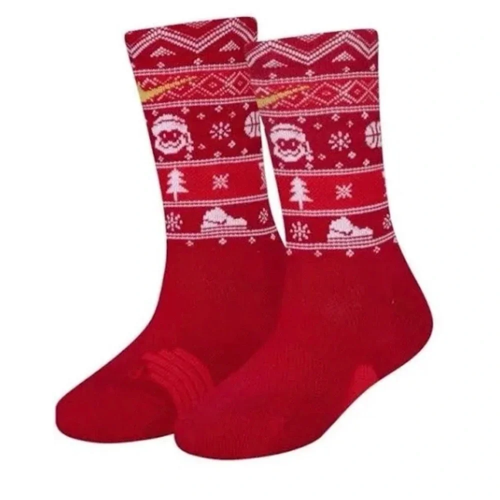 Nike Elite Basketball Socks Kids XS 10C-3Y Red‎ Christmas Holiday BN1180-R78 NEW
