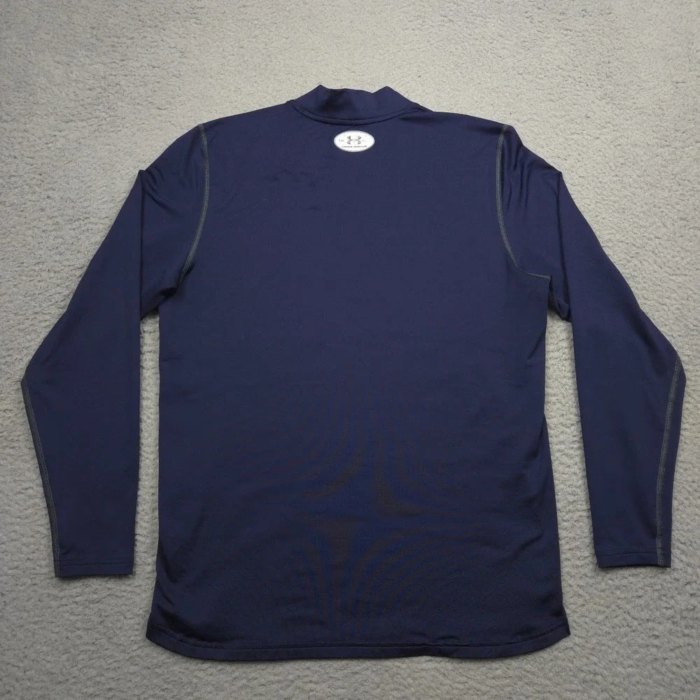 Under Armour ColdGear Fitted Mock Neck Base Layer Shirt Mens Large Navy