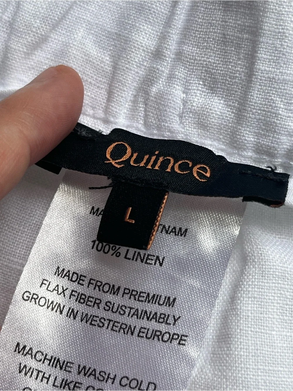 Quince 100% Linen Wide Leg Ankle Pull On Pants White Large