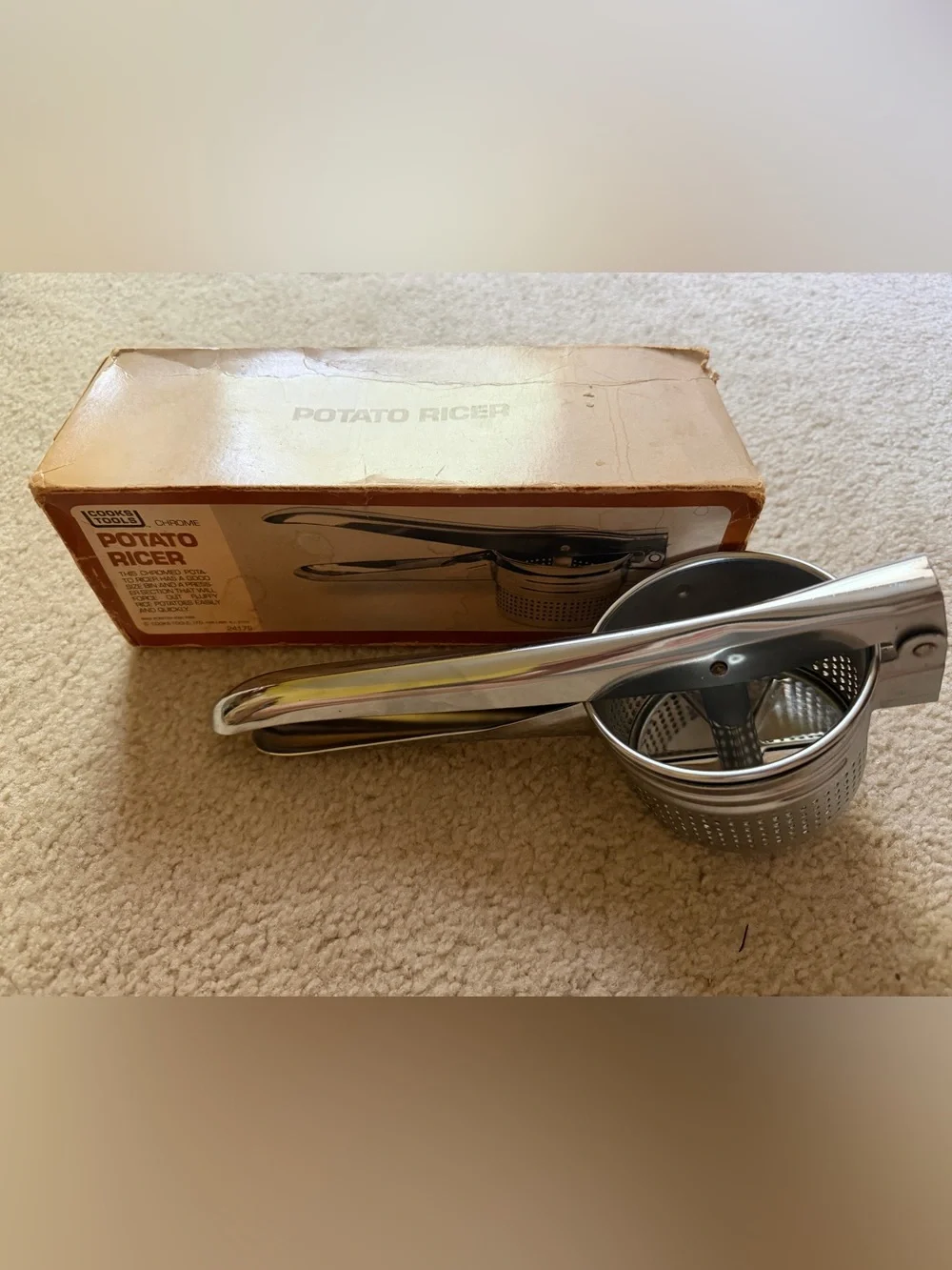 Vintage Chromed Potato Ricer - Silver