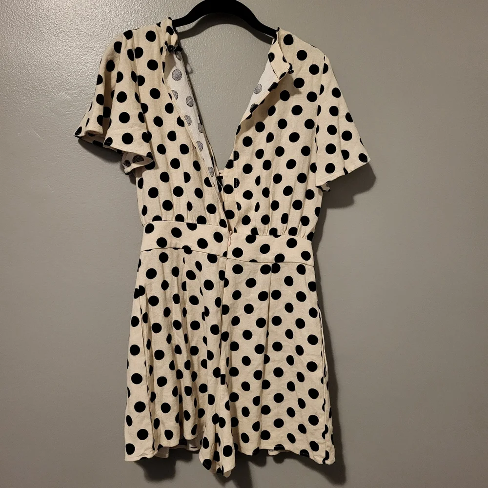 Zara Black & Ivory Polka Dot Romper Size XS