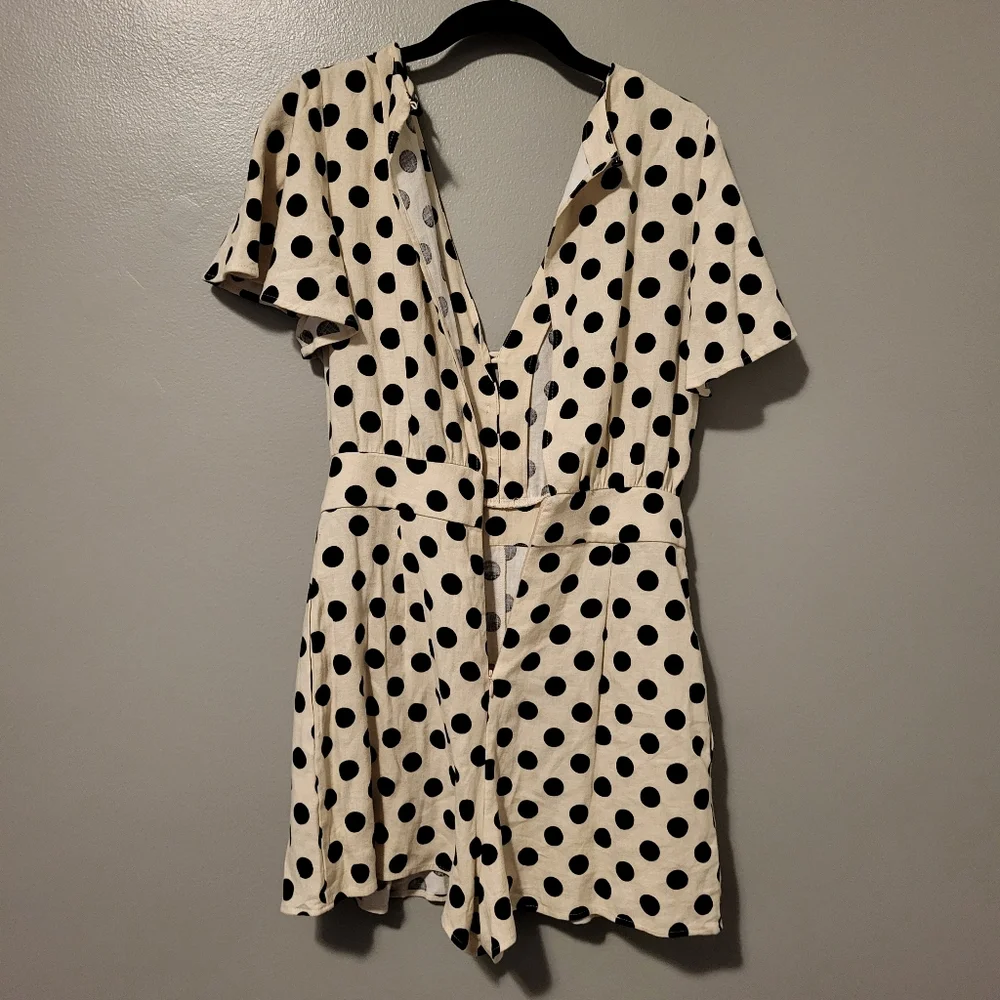 Zara Black & Ivory Polka Dot Romper Size XS