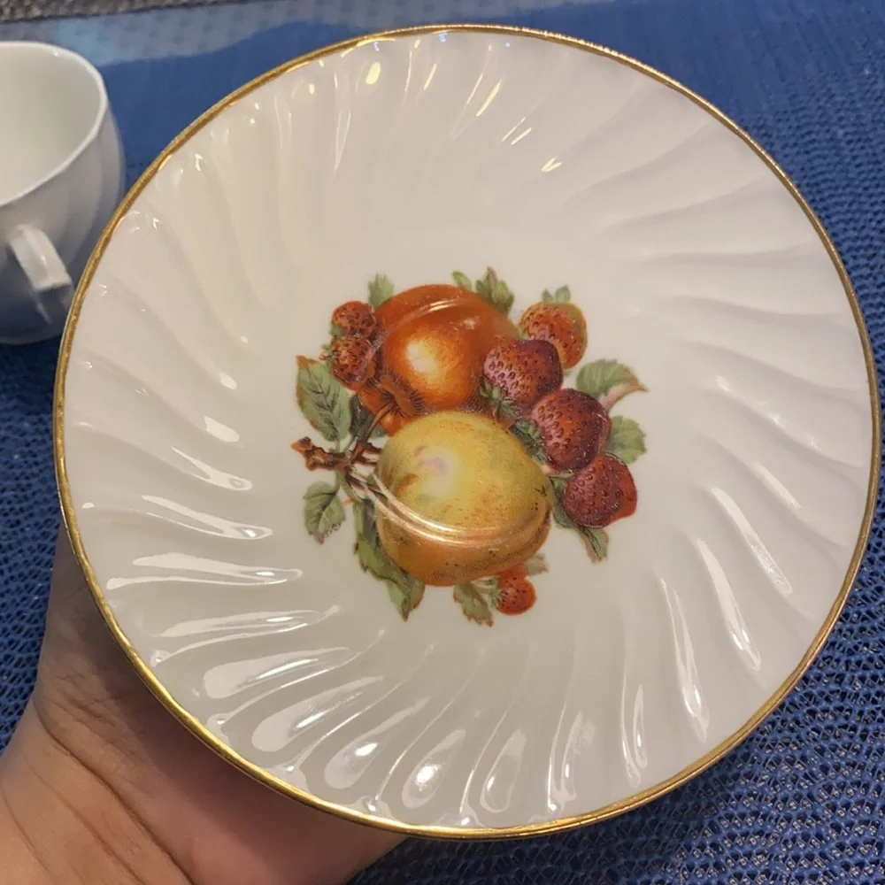 Burleigh Ware Fruit Decorated Cup Saucer Ironstone