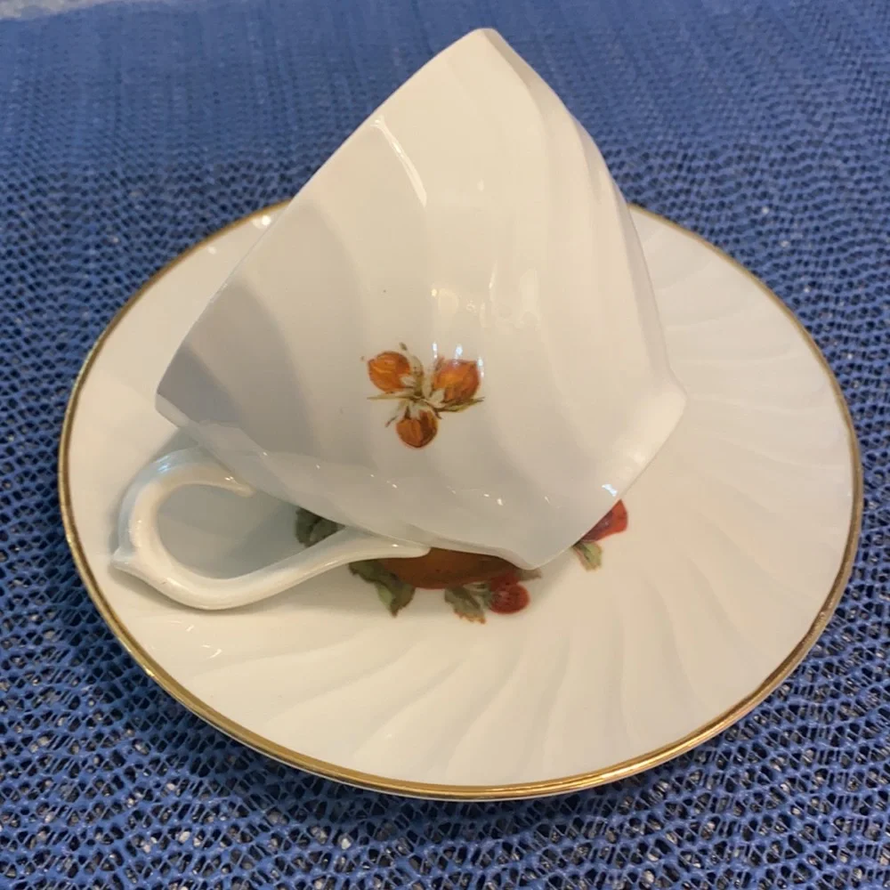 Burleigh Ware Fruit Decorated Cup Saucer Ironstone
