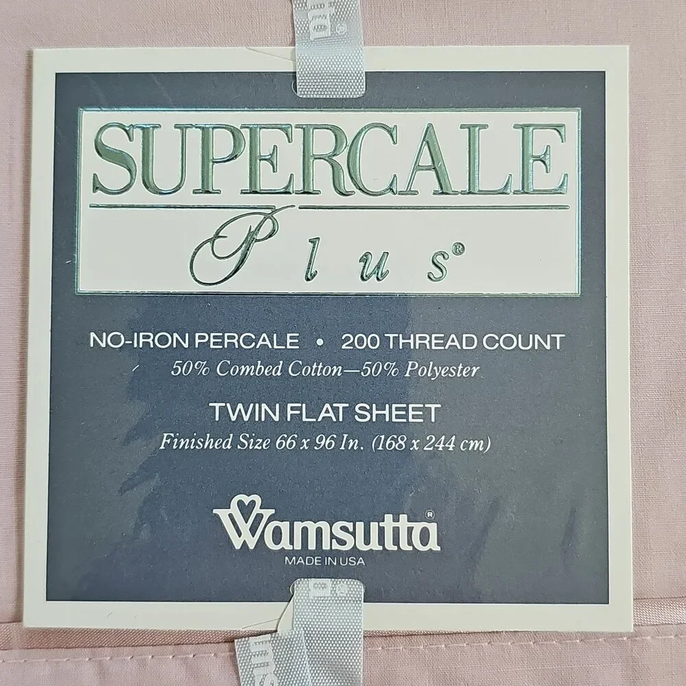 Wamsutta Supercale Plus Dusty Pink TWIN Flat Fitted Sheets NEW Vintage USA Made