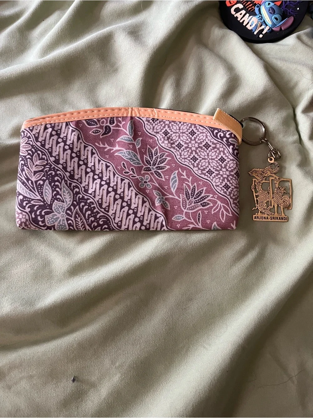 Batik Pattern Coin Purse - Pink and Beige