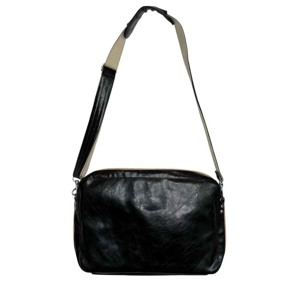 Fred Perry Messenger Bag Preppy Retro  Faux Leather Crossbody Logo Zip Tennis