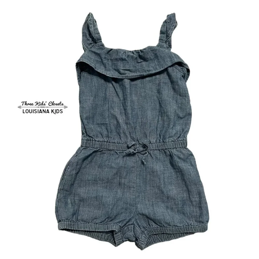 Baby Gap 2Y Chambray Ruffle Bubble Romper