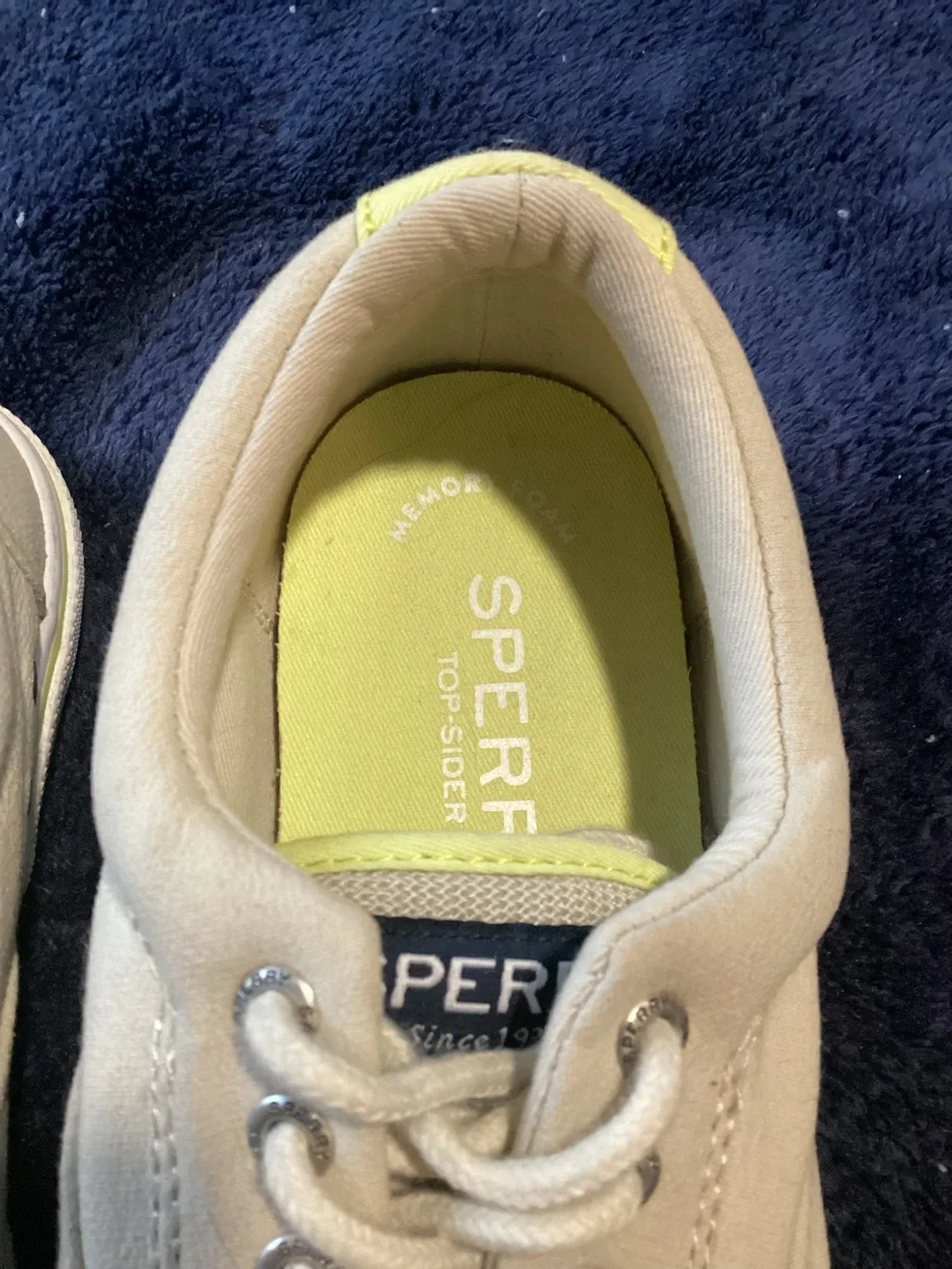 Sperry Men’s Halyard CVO Shoes STS25078, Bone Beige Neon Yellow 8