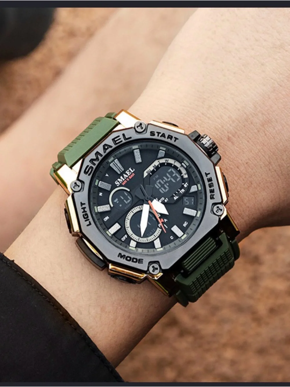 SMAEL Tactical Sport Watch in Army Green & Black