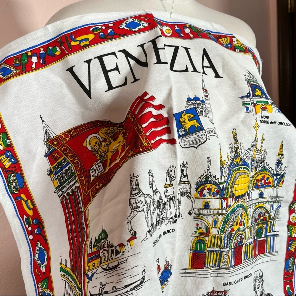 Vintage MCM Venezia Venice Italy souvenir travel Tea towel