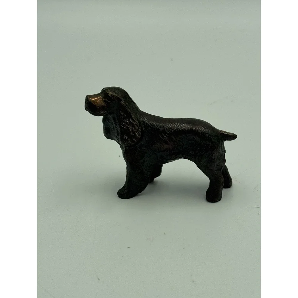 Vintage Spaniel Dog Figurine Metal Look Miniature 2.5